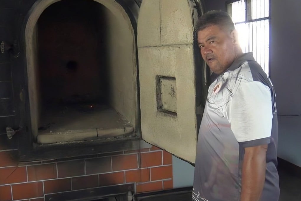 Thai undertaker Preecha, 48, live-streamed himself taking a corpse to a petrol station to prove his need for fuel. Photo: Facebook