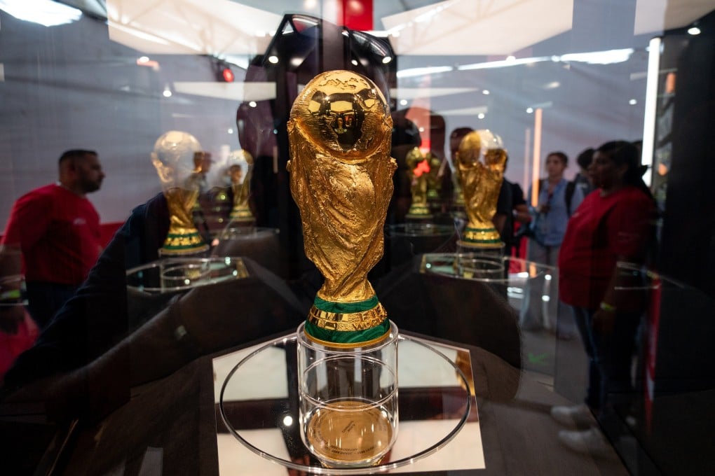 The Fifa World Cup trophy on display at BBVA Stadium during a promotional stop in Monterrey, Mexico earlier this month. Photo: EPA