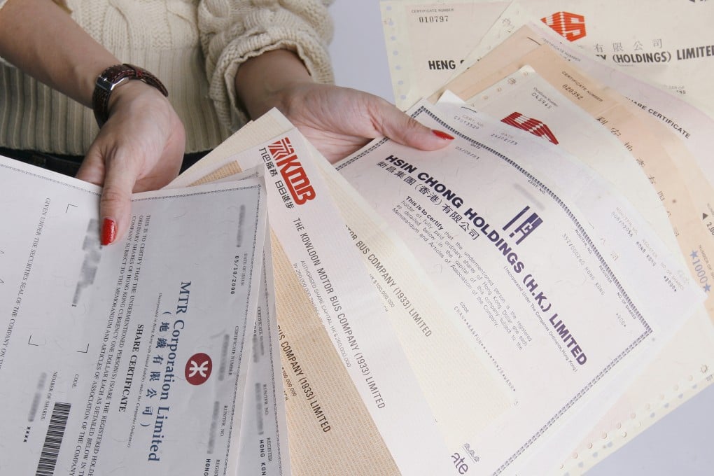 End of an era: the SFC says firms issuing shares after November 16 will no longer issue physical share certificates. Photo: SCMP