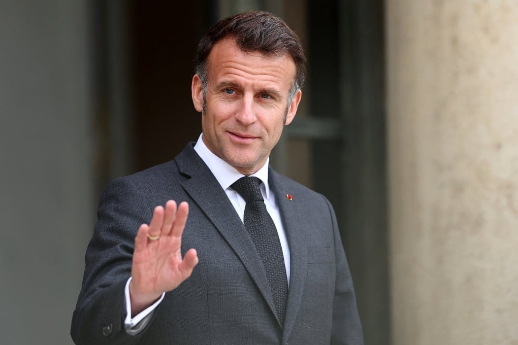 French President Emmanuel Macron waves to journalists in Paris last week. Photo: Reuters