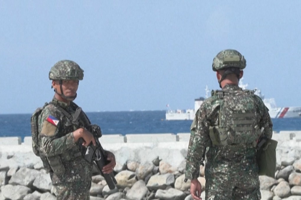 A screen capture of a video of the Philippines setting up at monitoring station on Thitu Island, which is part of the contested Spratly Islands in the disputed South China Sea. Image: SCMP