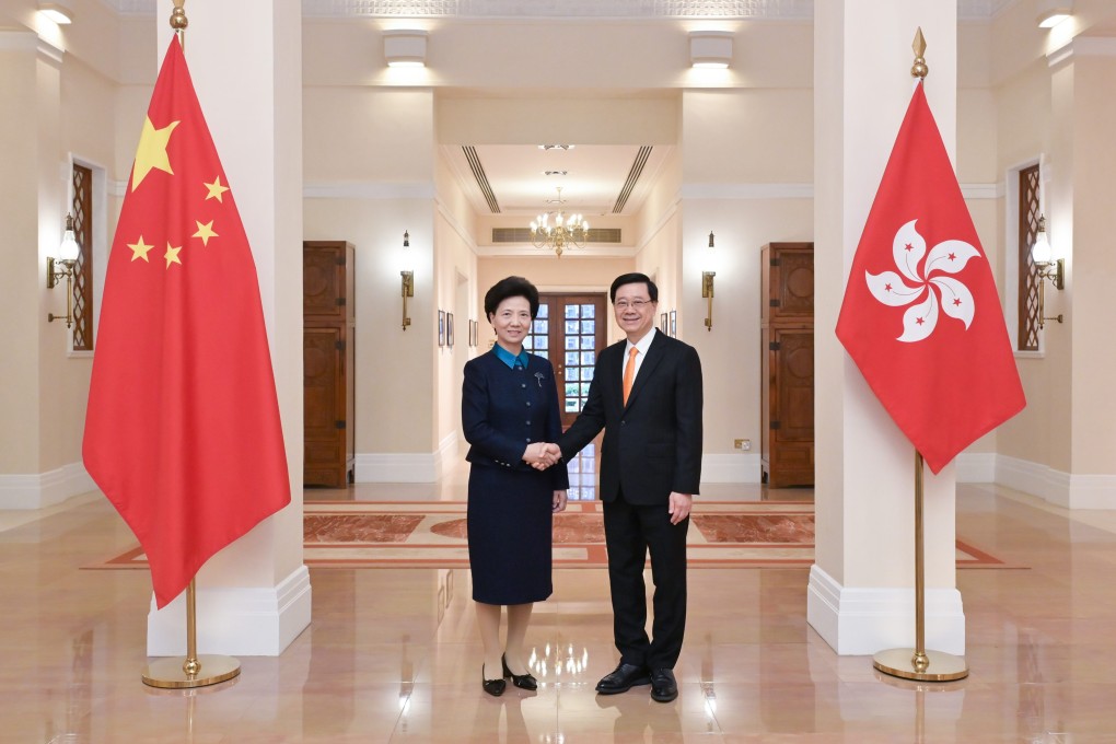 Chief Executive John Lee meets State Councillor Shen Yiqin at Government House. Photo: ISD