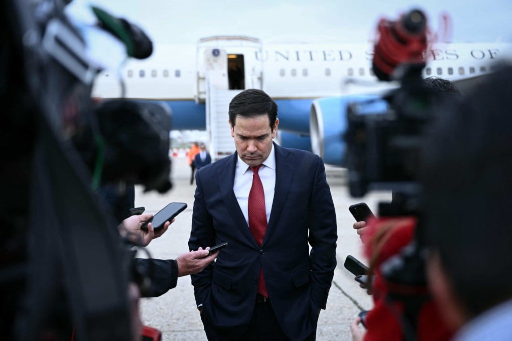 US Secretary of State Marco Rubio speaks to the press in Le Bourget, France, on Friday. Photo: AFP