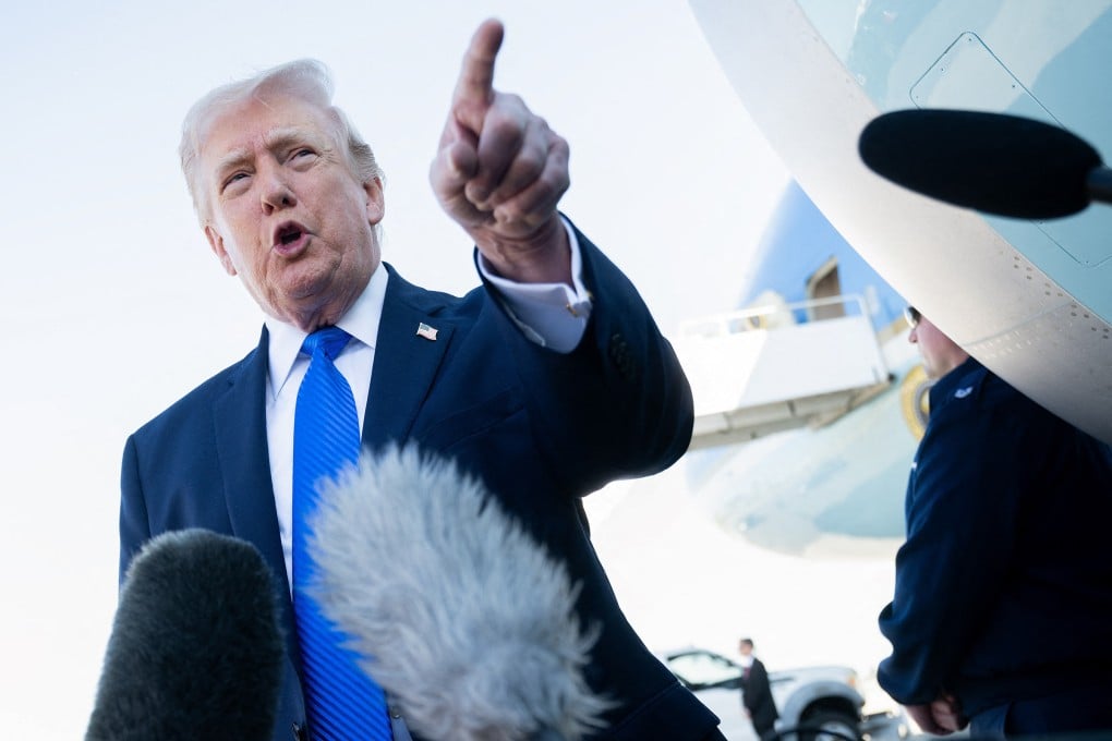 US President Donald Trump speaks to reporters before boarding Air Force One. Photo: AFP via Getty Images