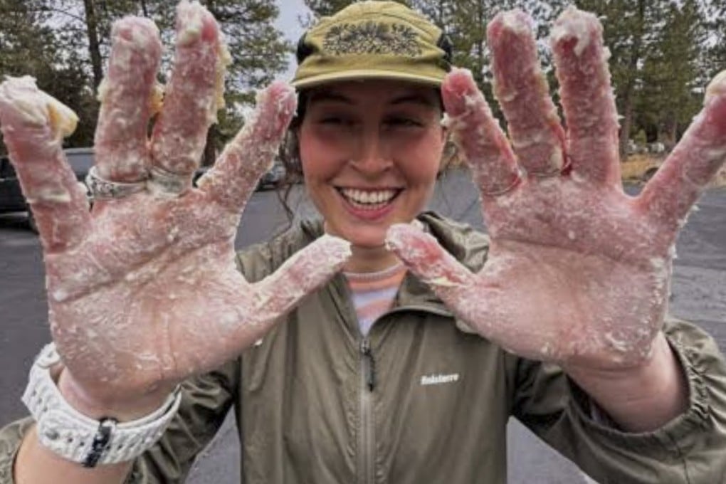 Content creator Libby Claire went viral for her video showing how to churn butter in a running vest while tackling a trail. Photo: Instagram/lib_claire