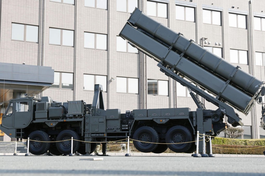 A launcher for an upgraded Type 12 land-to-ship guided missile is displayed at the Ground Self-Defence Force’s Camp Kengun in Kumamoto prefecture. Photo: Kyodo