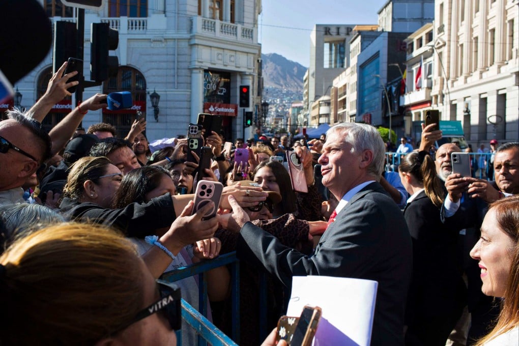 Chile’s President Jose Antonio Kast greets supporters. Photo: AFP