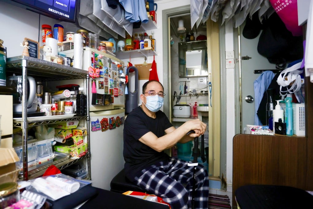 John Hau, who pays HK$6,000 a month for his subdivided flat in Sham Shui Po, says every penny counts as he saves up for surgery over the border. Photo: Jonathan Wong