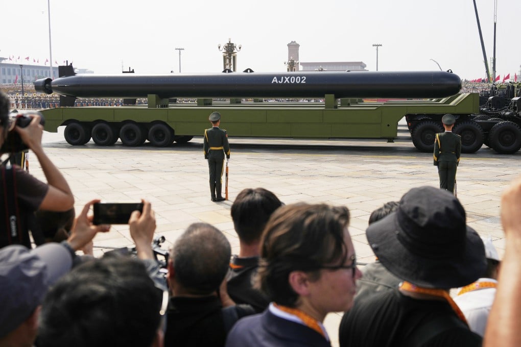 China’s military parade last year showcased two unmanned submersibles which approached 20 metres in length and raised concerns among US defence experts. Photo: AP