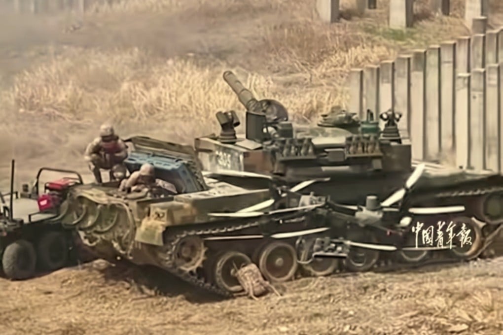 Type 96A main battle tanks equipped with the GL-6 active protection system were seen in video footage released by state media on Sunday. Photo: Weibo/China Youth Daily