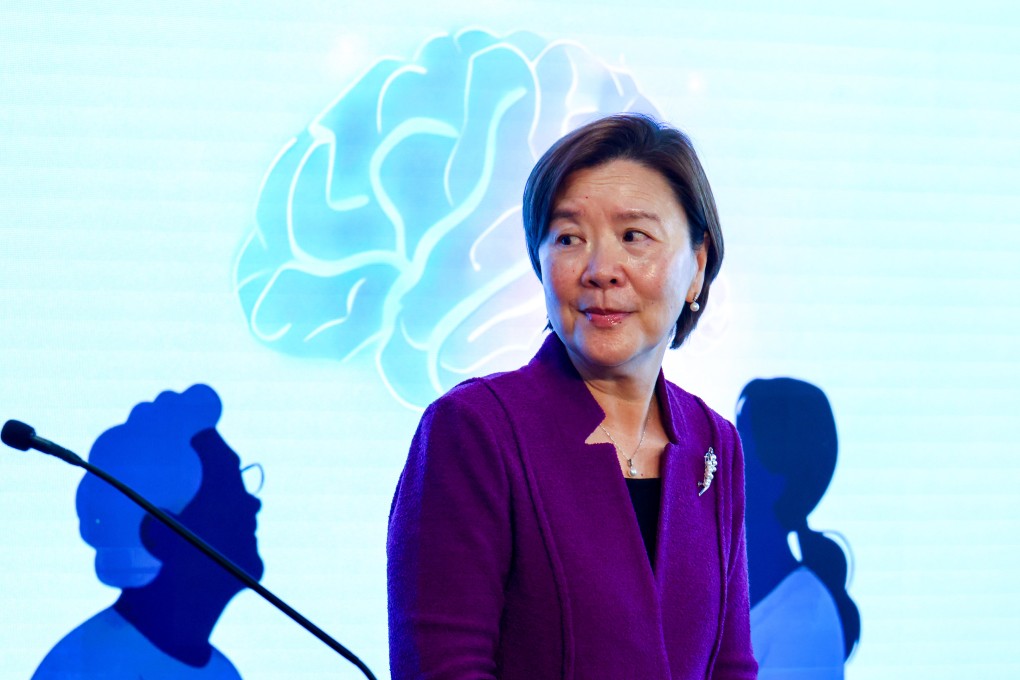 Professor Nancy Ip, president of HKUST, attends the press conference for the launch of the project to screen 6,000 elderly people for Alzheimer’s disease, at HKUST in Sai Kung on March 23. Photo: Dickson Lee