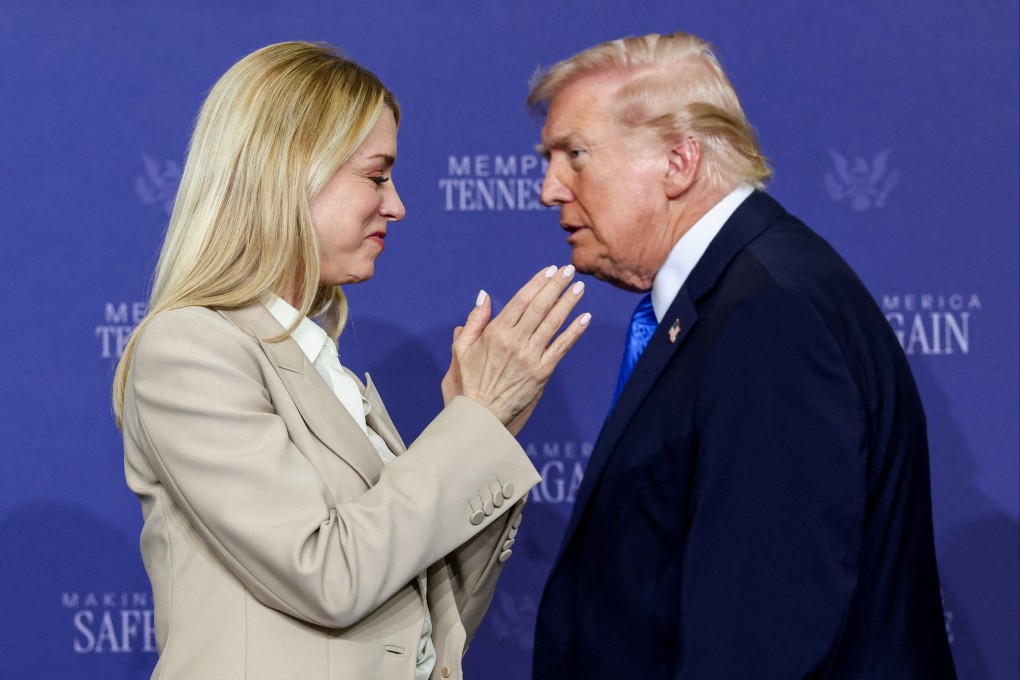 US Attorney General Pam Bondi and US President Donald Trump on Monday. Bondi was fired on Thursday. Photo: Reuters