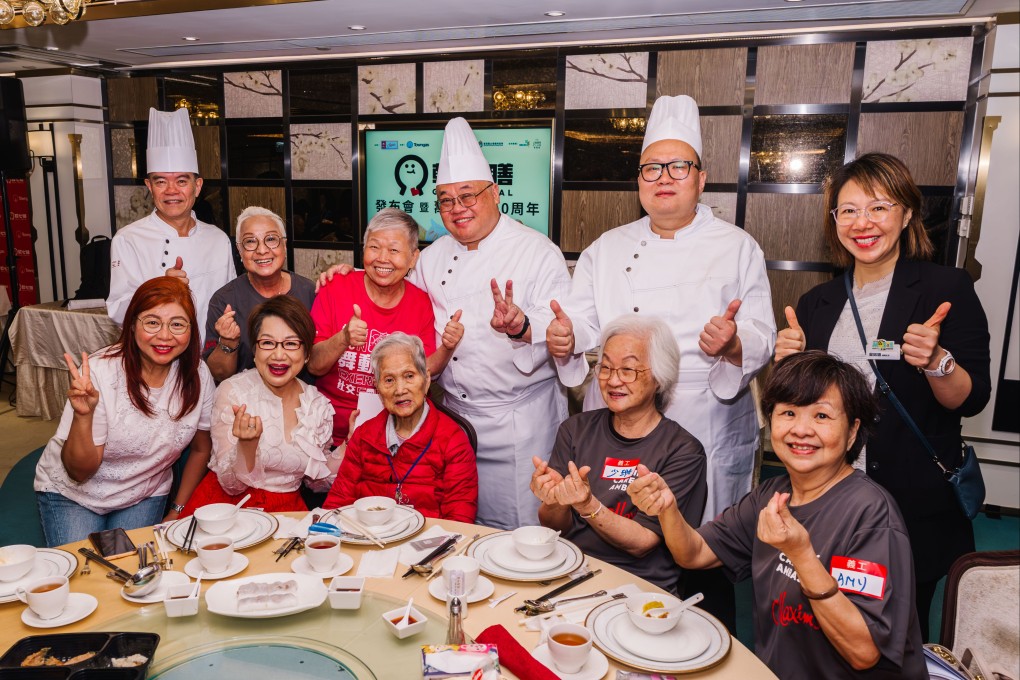 Chefs with participants of Maxim’s Gentlemeal soft meal programme for elderly people with difficulties swallowing. Photo: Handout