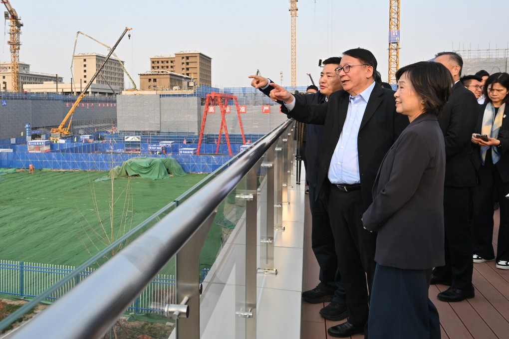 Chief Secretary Eric Chan (second from left) and his working group visit a university campus in mainland China in 2024. Photo: Handout