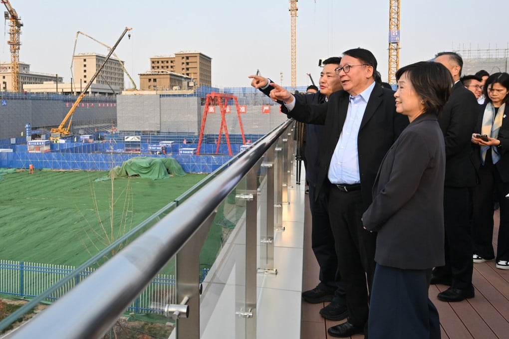 Chief Secretary Eric Chan (second from left) and his working group visit a university campus in mainland China in 2024. Photo: Handout