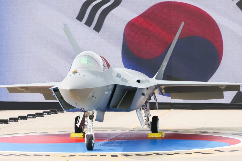 The first mass-produced KF-21 fighter jet is unveiled during a ceremony at the headquarters of Korea Aerospace Industries in Sacheon on March 25. Photo: Yonhap/EPA