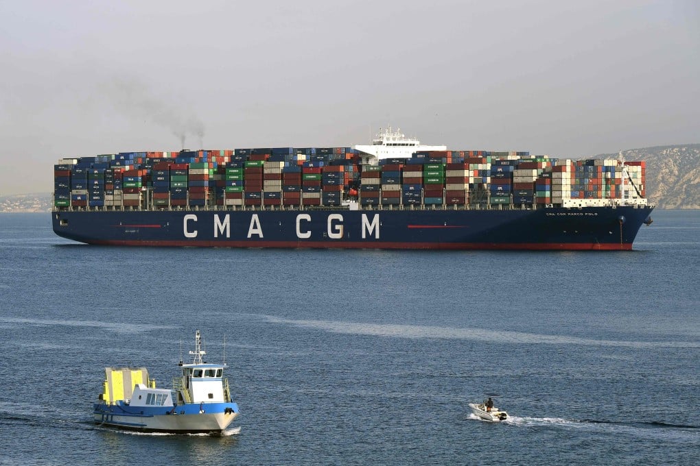 A container ship operated by the French CMA CGM shipping company runs into the port of Marseille in June 2018. Photo: AFP