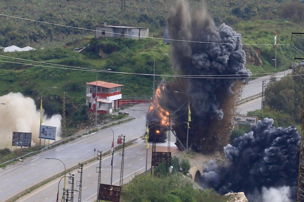 An Israeli air strike hits a bridge over the Litani River in Qasmiyeh, southern Lebanon, on March 22. Photo: Xinhua