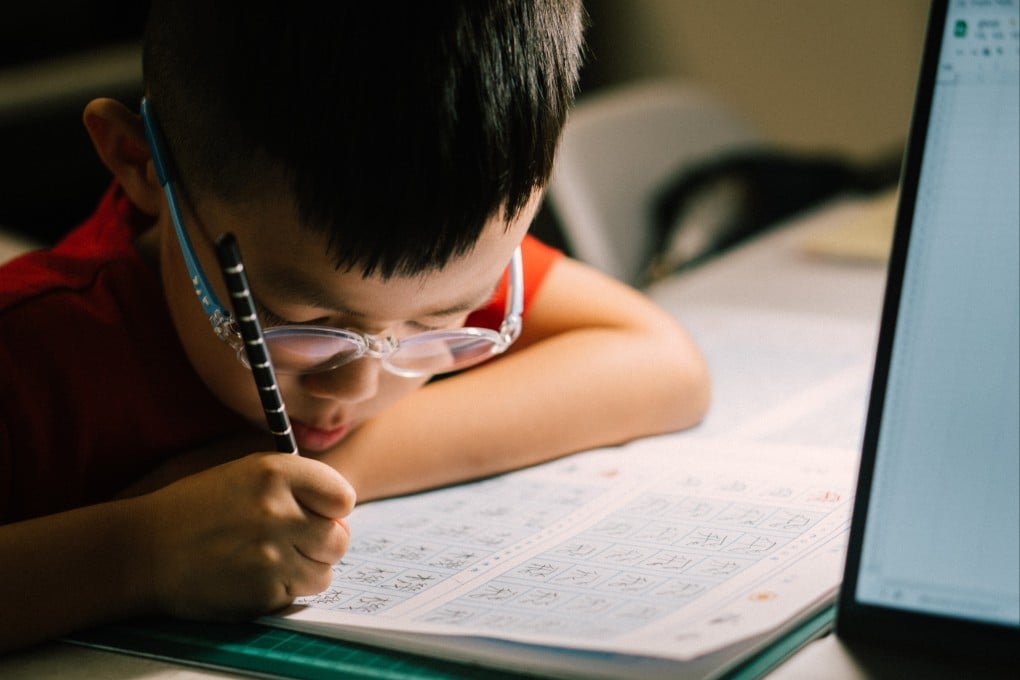 A young boy works on his Chinese homework. Fifteen Hong Kong primary schools are facing closure due to low enrolment numbers. Photo: Getty Images