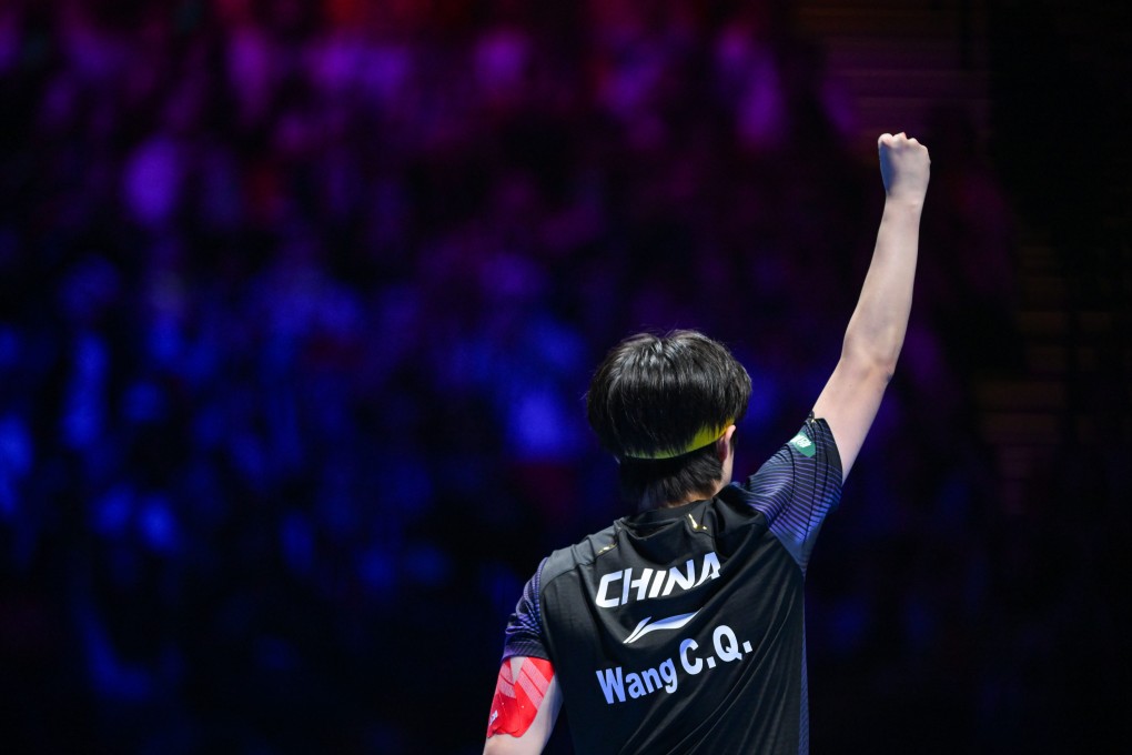 Wang Chuqin celebrates beating Darko Jorgic in the quarter-finals of the ITTF World Cup in Macau. Photo: Xinhua