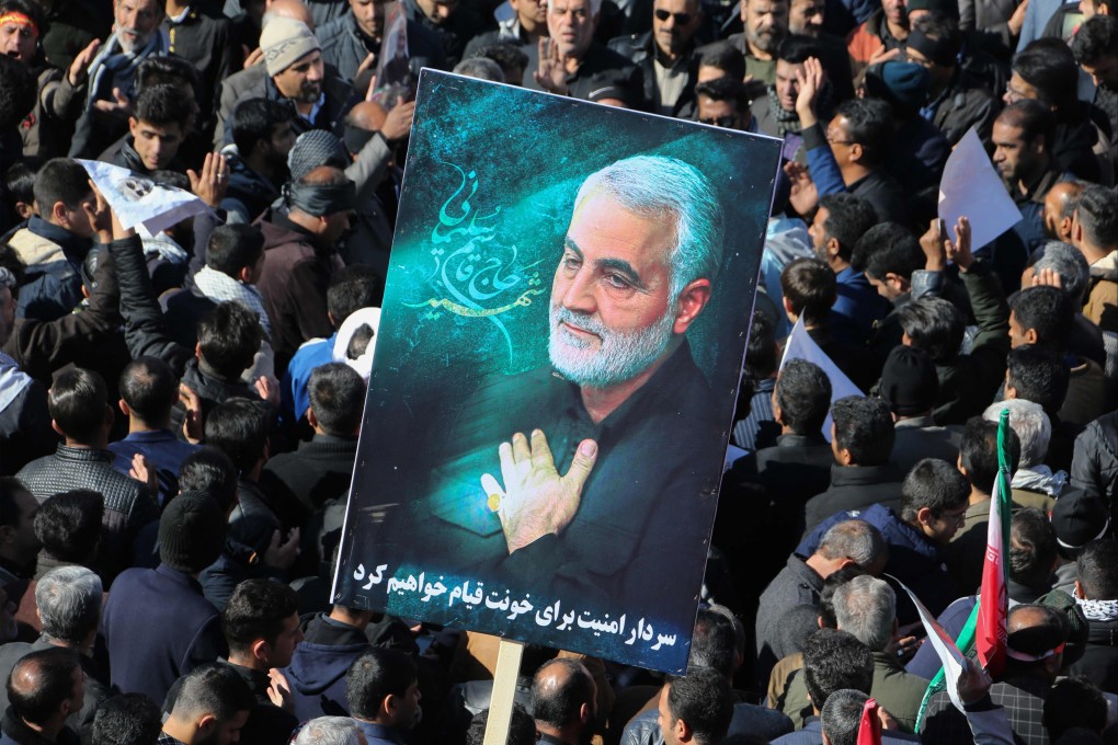 Iranian mourners gather during the final stage of funeral processions for slain top general Qasem Soleimani in his hometown Kerman in January 2020. Photo: AFP