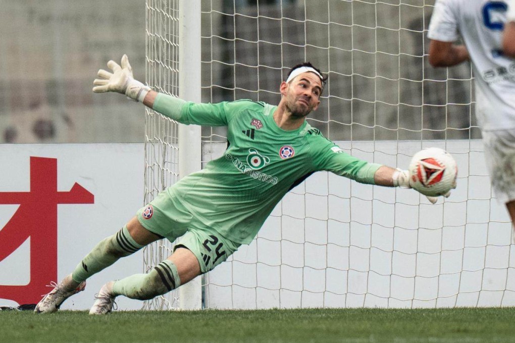 Gianni Cassaro dives to make a save during Eastern’s recent 2-1 defeat by Kitchee. Photo: Eastern SC