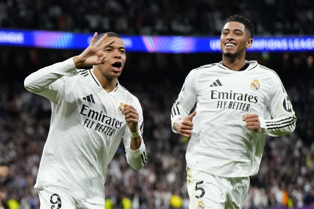 Real Madrid stars Kylian Mbappe (left) and Jude Bellingham produced some of their best form  in the previous round to demolish Manchester City at the Bernabeu Stadium. Photo: AP