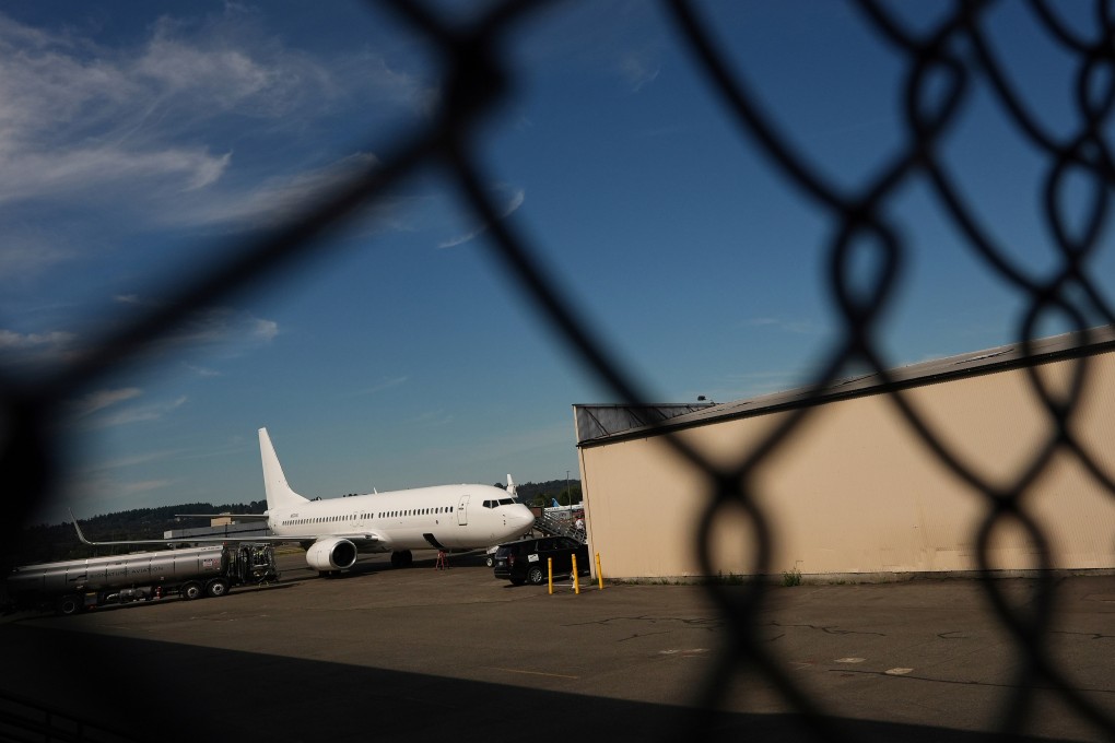 A US Immigration and Customs Enforcement flight operating out Seattle. Photo: AP