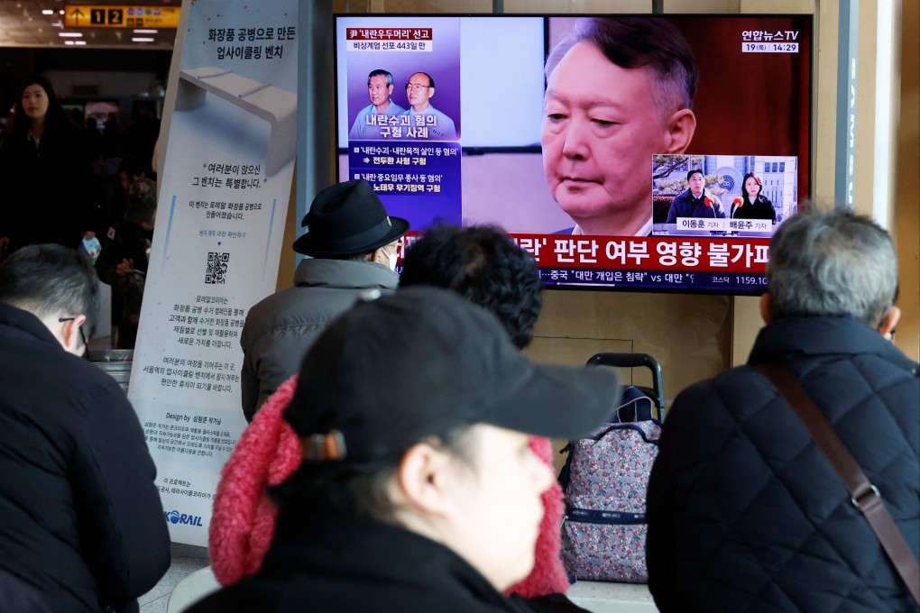 A news report on the sentencing trial of South Korean former president Yoon Suk-yeol’s insurrection case in February, stemming from his short-lived December 2024 declaration of martial law. Photo: Reuters