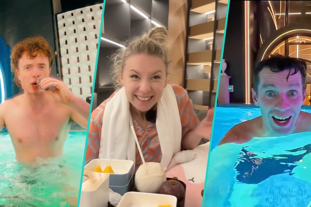 Foreigners are flocking to affordable Chinese spas to experience unique cultural baths, reflecting growing interest in wellness tourism. Photo: SCMP composite/RedNote
