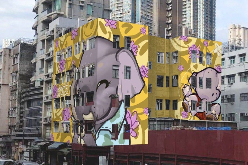 A digital rendering of the Thai-themed mural on Jenford Building in Kowloon City. Photo: Handout