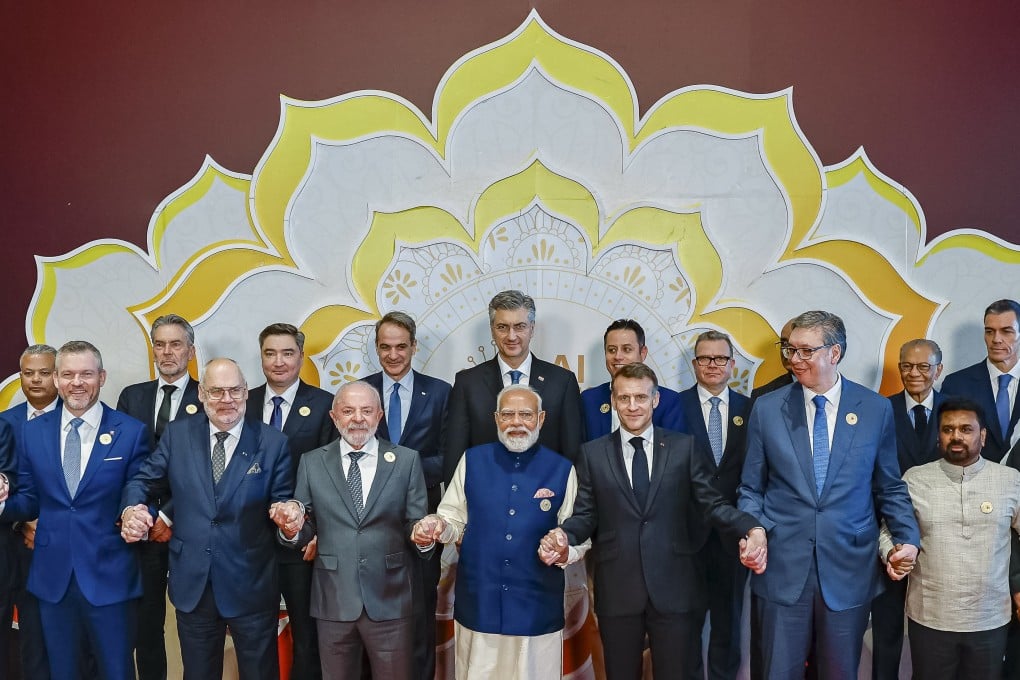 Leaders attend the AI Impact Summit at Bharat Mandapam in New Delhi, India, on February 19. Photo: Agencia Brazil/dpa