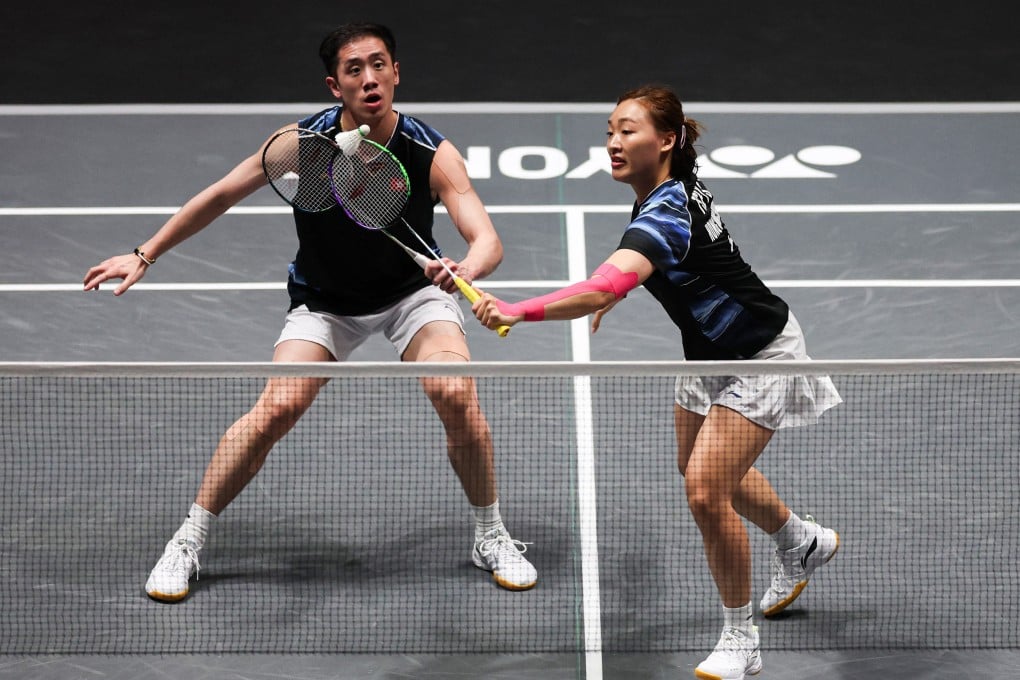 Tang Chun Man (left) and Tse Ying Suet, seen here at last month’s All England Open, were knocked out of the Badminton Asia Championships by China’s Chen Xing and Zhang Chi on Tuesday. Photo: Reuters