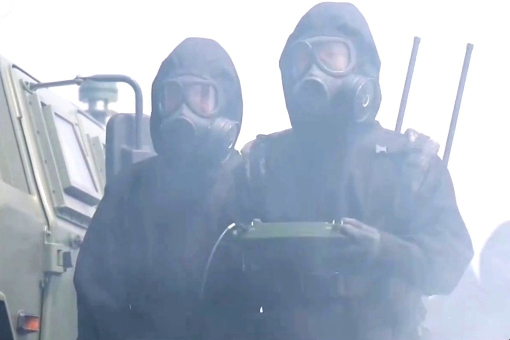 An Eastern Theatre Command exercise has tested responses to a nuclear contamination incident. Photo: CCTV