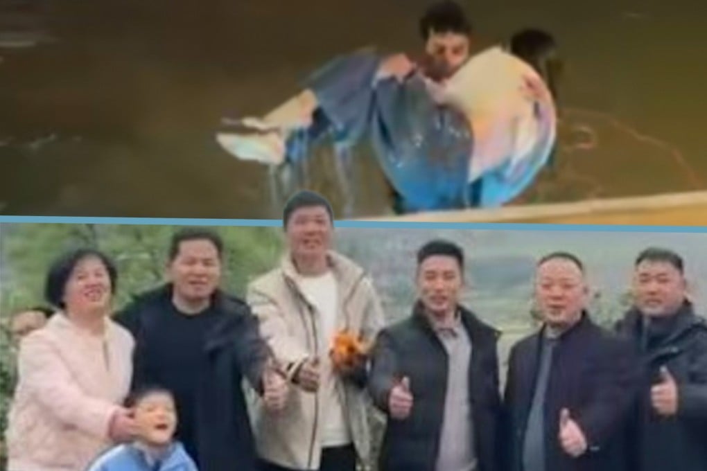 Acts of love and compassion in China: A Moroccan student rescues a woman from a lake and leaves without sharing any contact information and a woman who borrowed US$175 from a pen pal 30 years ago to further her education recently reconnected with him. Photo: SCMP composite/Douyin