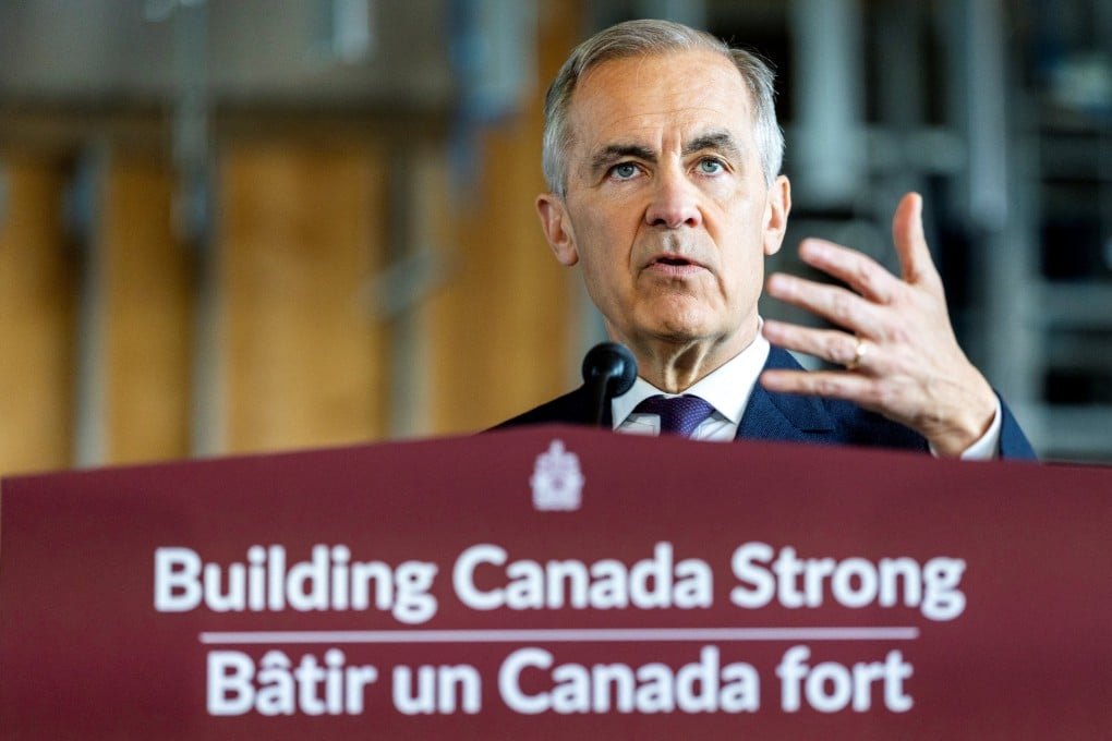 Canada’s Prime Minister Mark Carney speaks in Brampton, Ontario, on Tuesday. Photo: Reuters