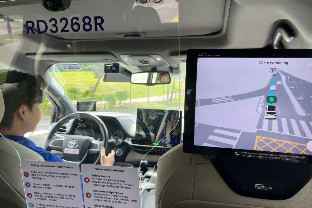A passenger’s view from inside an autonomous vehicle in Punggol, Singapore. Photo: Jean Iau