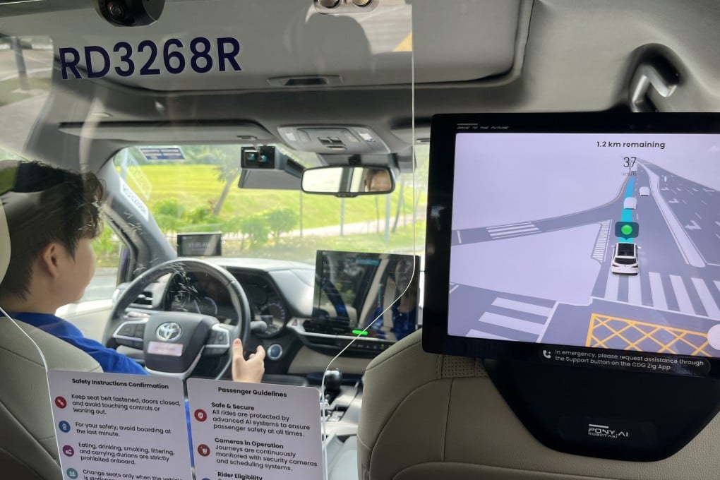 A passenger’s view from inside an autonomous vehicle in Punggol, Singapore. Photo: Jean Iau