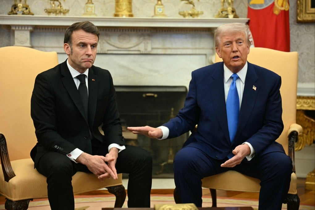 US President Donald Trump (right) welcomes France’s Emmanuel Macron to the White House last year. Photo: AFP