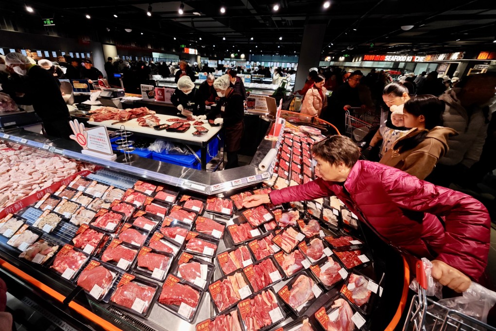 People shop for beef at a supermarket in Fuzhou, Fujian province, China. Brazil’s beef exporters are rapidly filling their quota for China, leaving them now seeking new buyers. Photo: China News Service/VCG via Getty Images