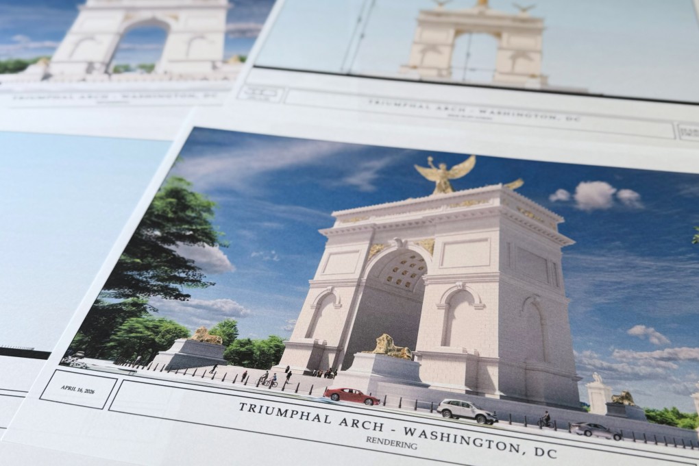 Artist renderings and diagrams released on Friday show US President Donald Trump’s new triumphal arch. Photo: AP