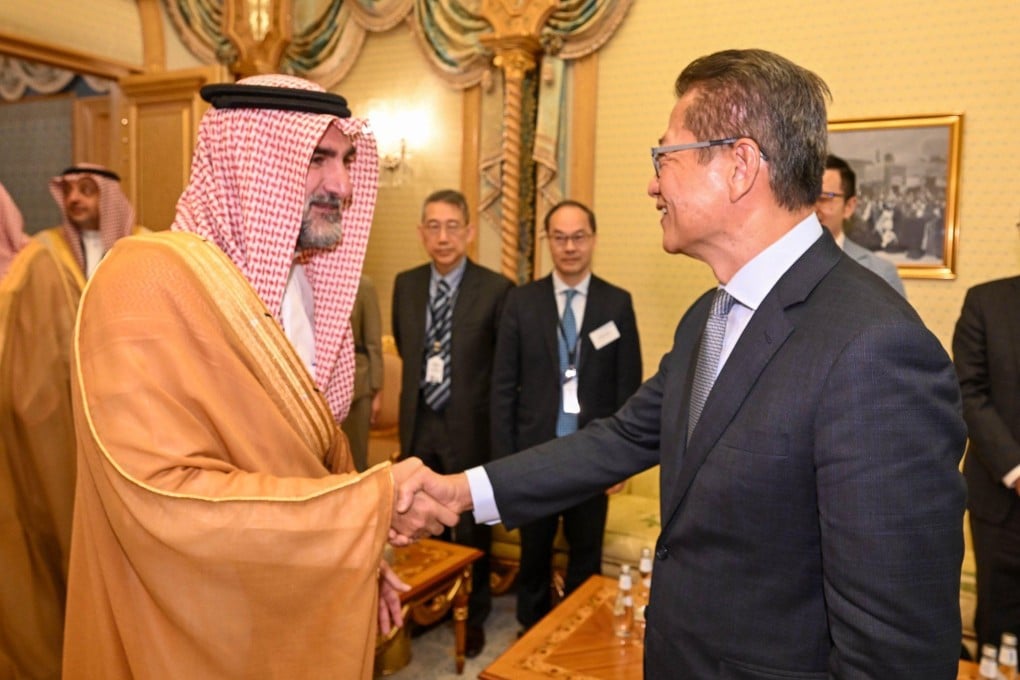 Financial Secretary Paul Chan (right) meets with Yasir Othman Al-Rumayyan, governor of the Saudi Arabian Public Investment Fund during a trip to Saudi Arabia last year. Photo: Facebook/Paul Chan