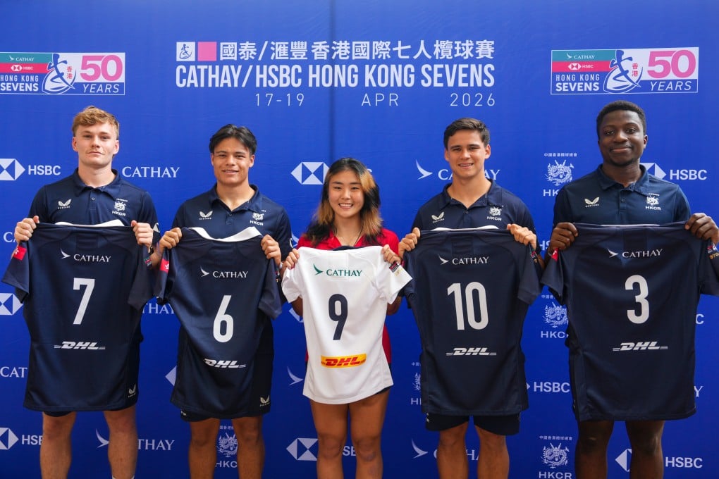 Hong Kong players (from left) Blake Elliot, Matthew Rickard, Hanuka Uematsu, Julien Bourron and Johnny Oyana will represent the city at the sevens for the first time. Photo: Sam Tsang