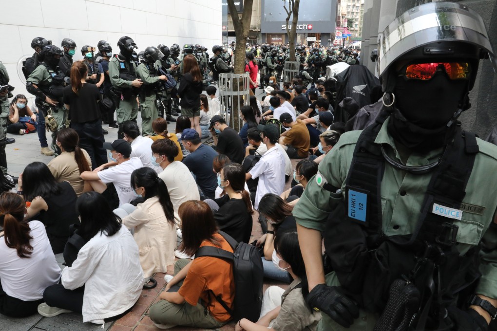 Anti-government protesters are detained by police during a demonstration in Causeway Bay in 2020. Photo: Dickson Lee