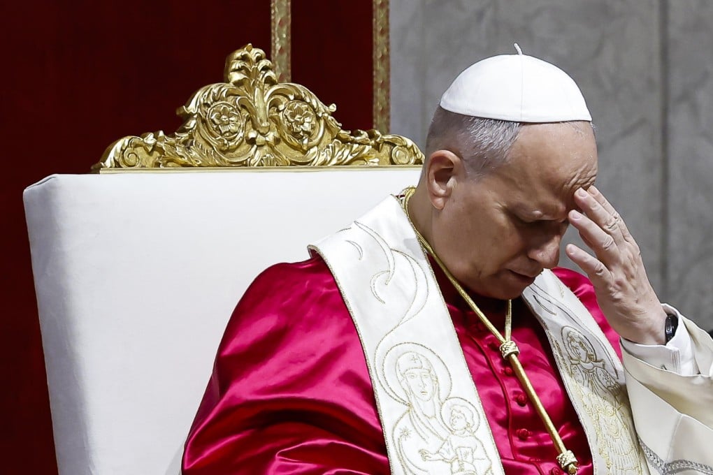 Pope Leo chairs the Holy Rosary Prayer Vigil for Peace in St Peter’s Basilica in Vatican City on Saturday. Photo: EPA