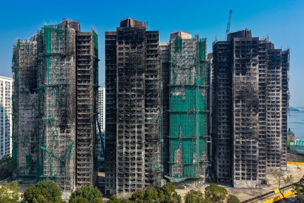 Wang Fuk Court was engulfed in flames last Novembe. Under the current arrangement, displaced residents can send at most four people to retrieve their belongings for up to three hours. Photo: Sam Tsang