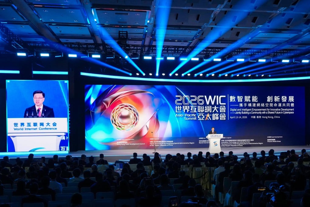 Hong Kong leader John Lee speaks at the World Internet Conference Asia-Pacific Summit at the Convention and Exhibition Centre in Wan Chai. Photo: Karma Lo