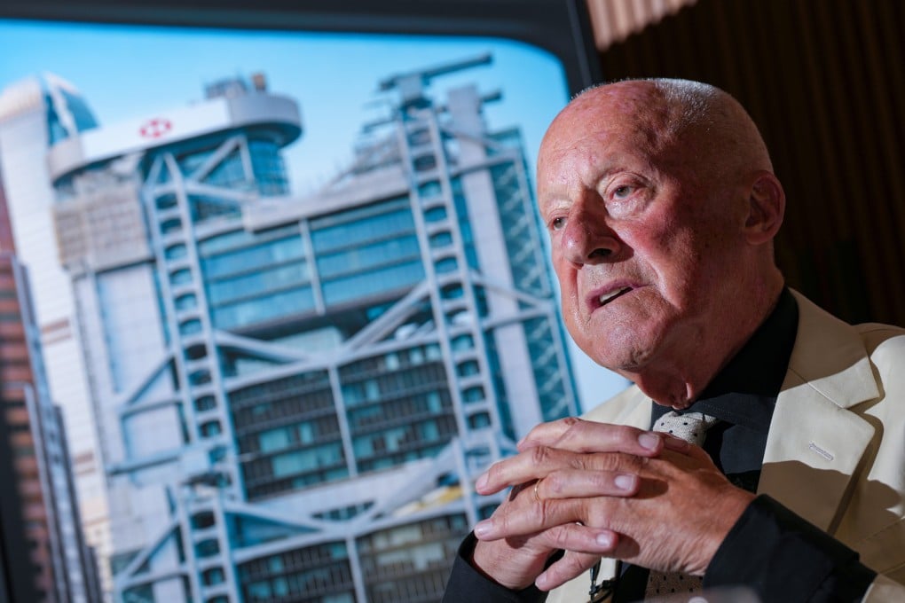 British architect Norman Foster speaks during an interview at the HSBC Main Building in Central, Hong Kong, on April 9, 2026. His architectural masterpiece is celebrating its 40th anniversary this year. Photo: Karma Lo