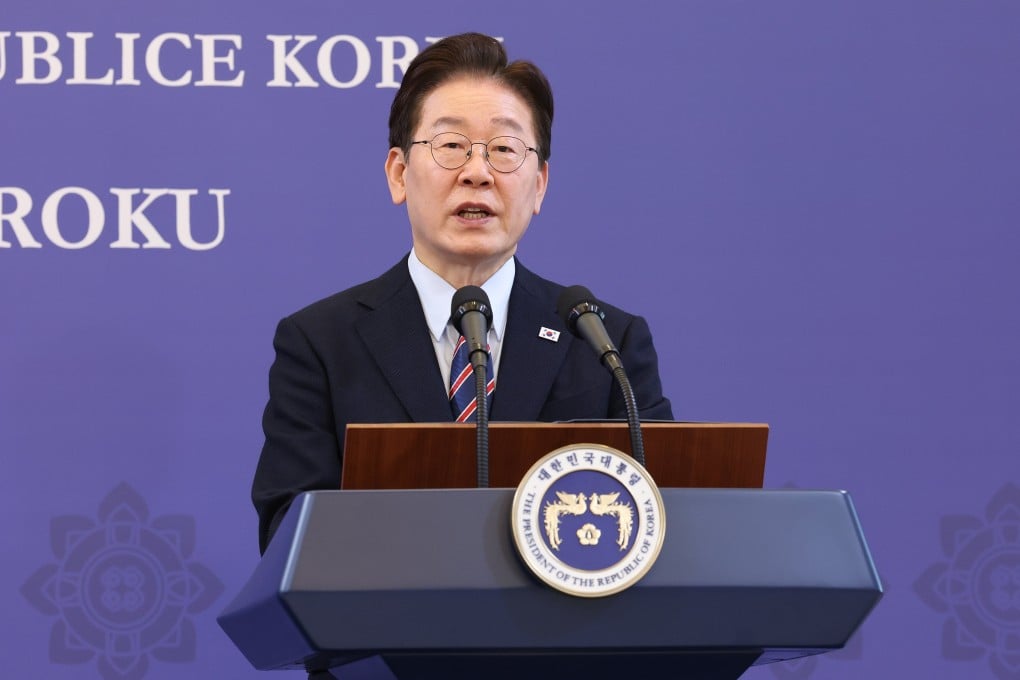 South Korean President Lee Jae Myung speaks during a press conference in Seoul on Monday. Photo: via EPA