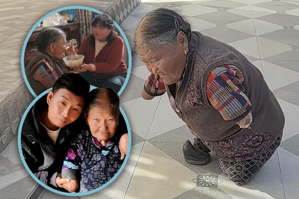 An 81-year-old Chinese mother, born without limbs, has gained widespread attention online for raising her three children alone, earning her the title of “the strongest Chinese mother” among netizens. Photo: SCMP composite/Baidu